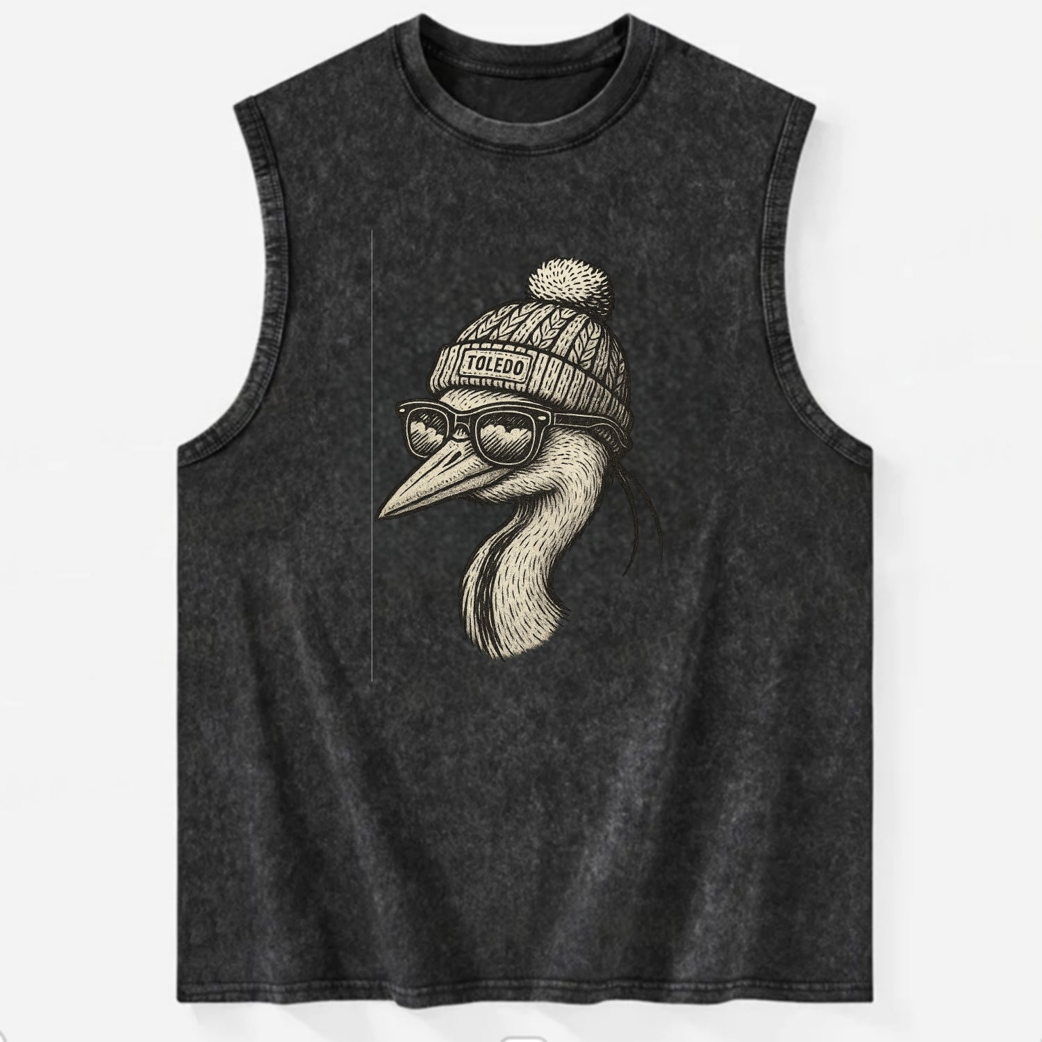 Toledo Great Blue Heron wearing Toledo b - Vintage Washed Tank - Black