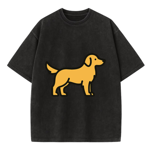 Golden Retriever - Golden colored flat side profile - Vintage T-shirt - Black