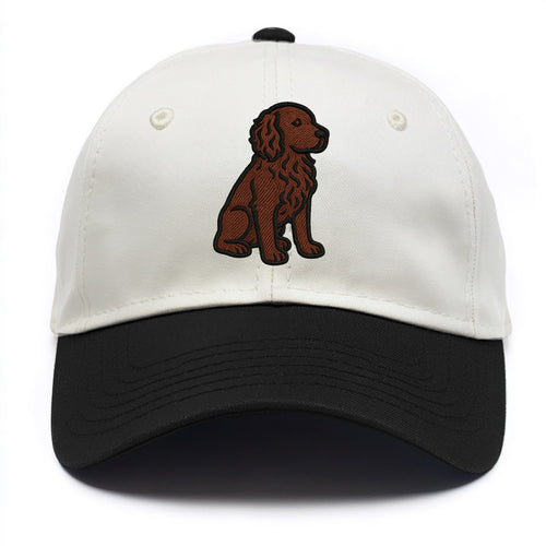 Boykin Spaniel - Rich chocolate brown wavy coat embroidered sitting pose - Two Tone Cap