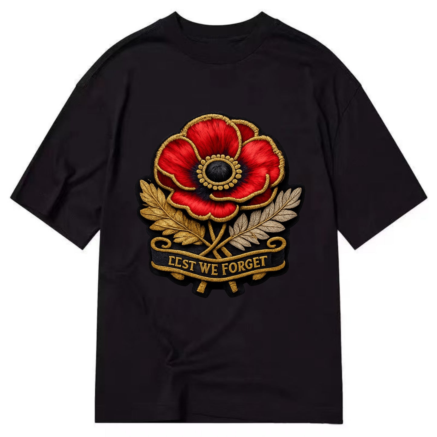 MEMORIAL POPPY - red poppy flower in scarlet , remembrance - Classic T-shirt - Black