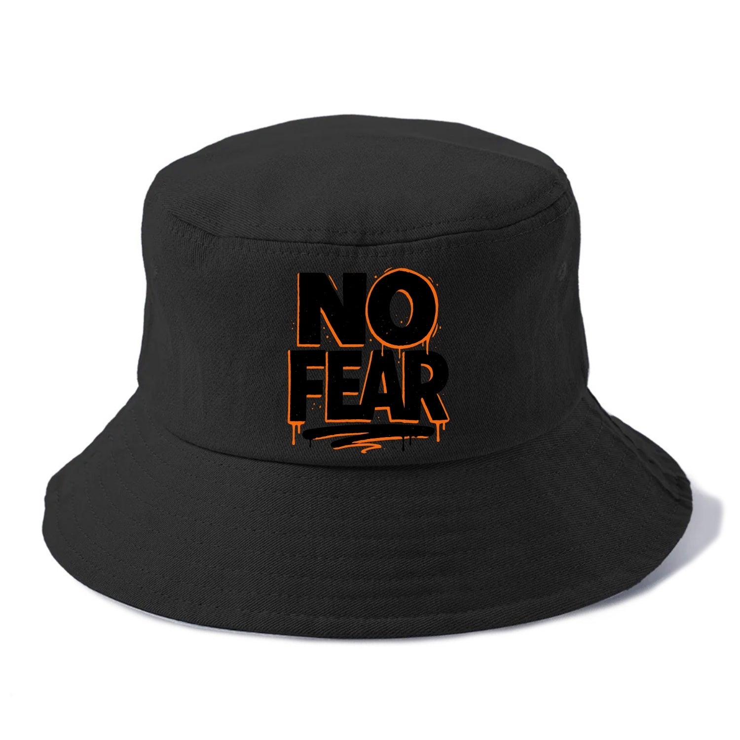 Bold typography design - "NO FEAR" - courage, bravery - Bucket Hat - Black
