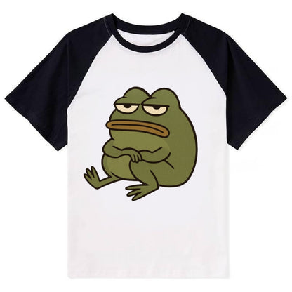 The Frog Judges Silently - Contrast Raglan T-shirt - Black