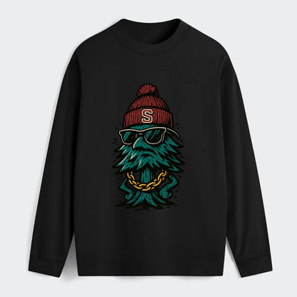Palo Alto Tree wearing Stanford beanie with S patch - Classic Long Sleeve Shirt - Black
