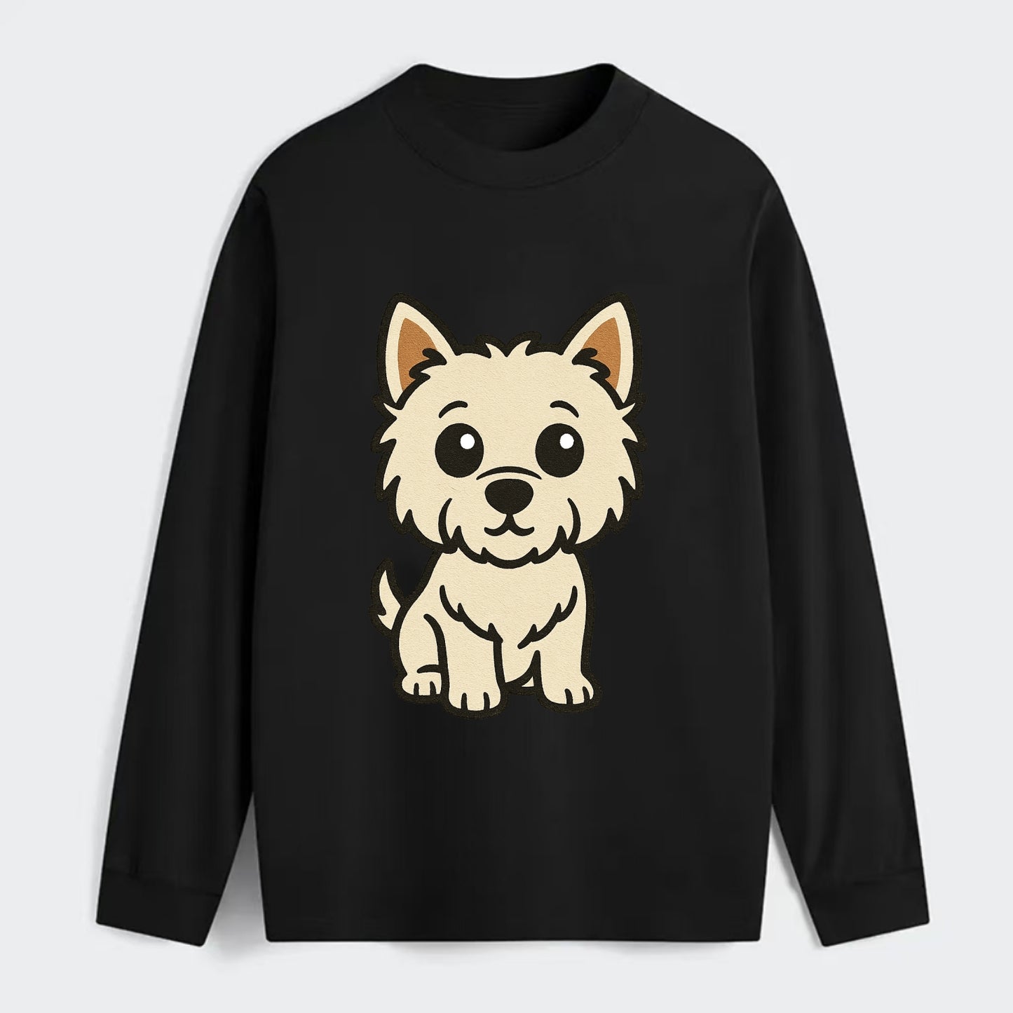 West Highland White Terrier - Alert standing pose - Classic Long Sleeve Shirt - Black