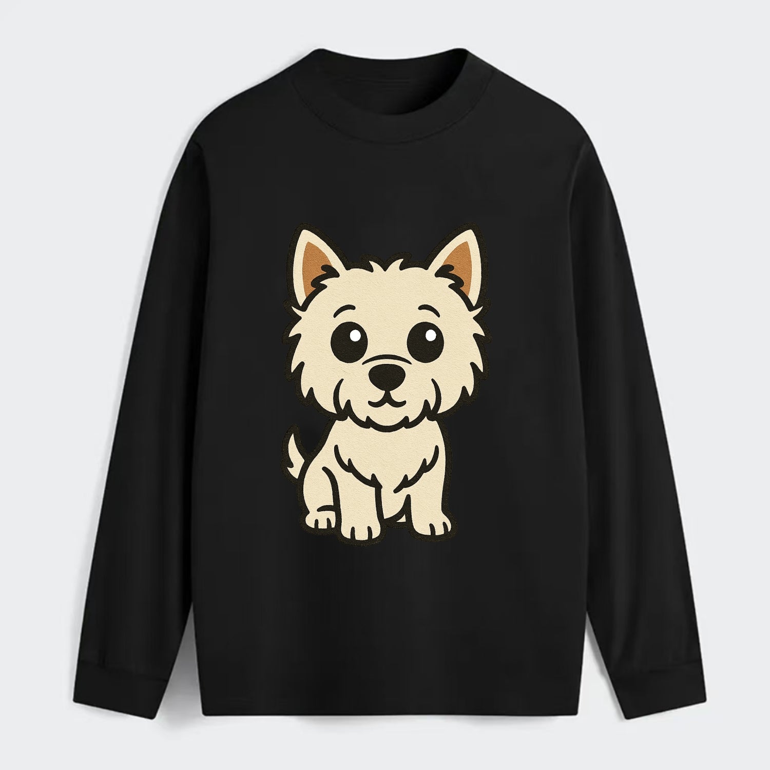West Highland White Terrier - Alert standing pose - Classic Long Sleeve Shirt - Black