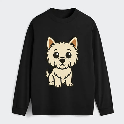 West Highland White Terrier - Alert standing pose - Classic Long Sleeve Shirt - Black