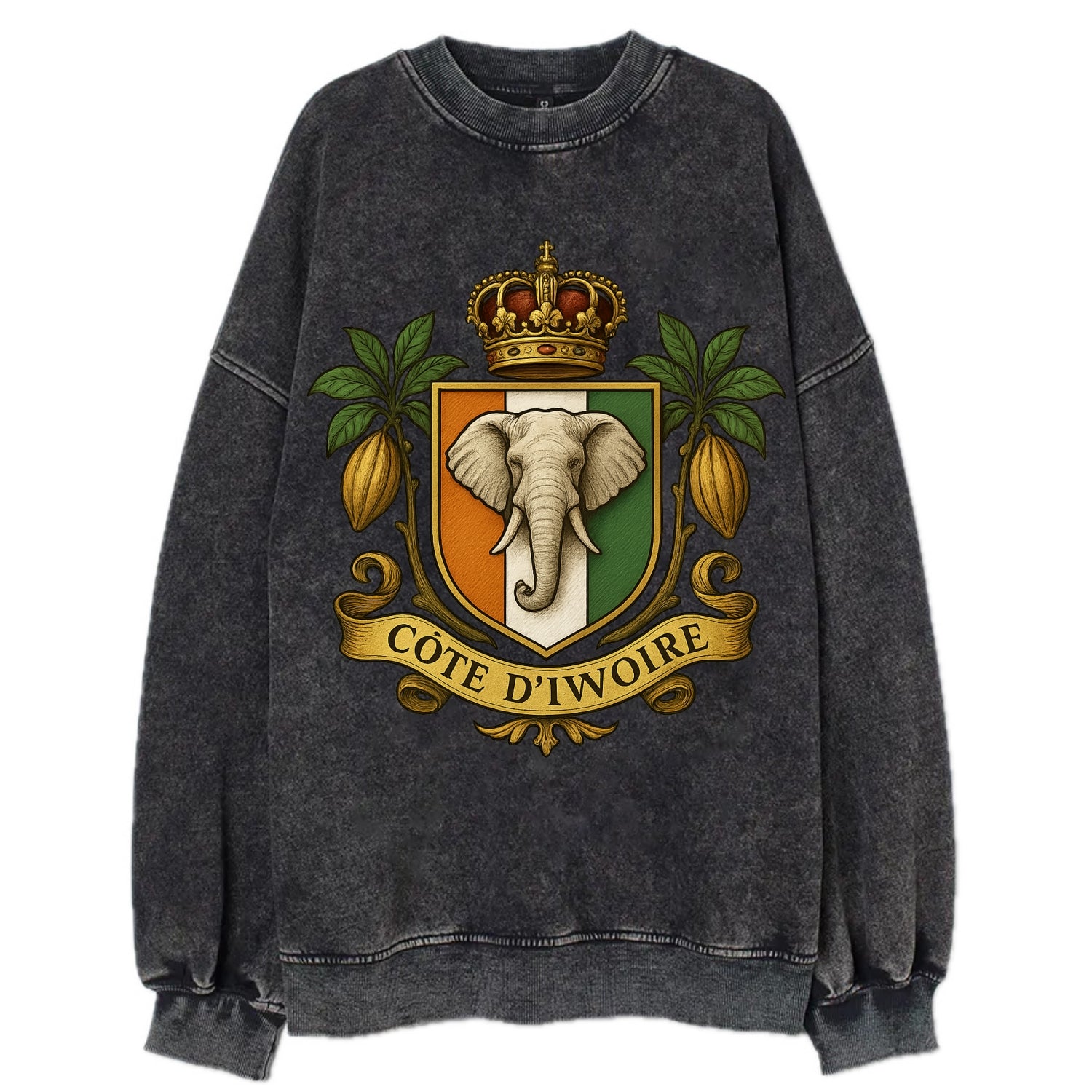 Ivory Coast Royal Logo  - Vintage Sweatshirt - Black