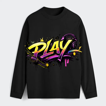 Bold typography design - "PLAY" - creative expression, musical - Classic Long Sleeve Shirt - Black
