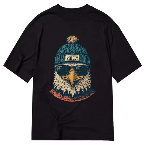 Philadelphia Eagle wearing Philly beanie with pom pom and wayfarer sunglasses - Classic T-shirt