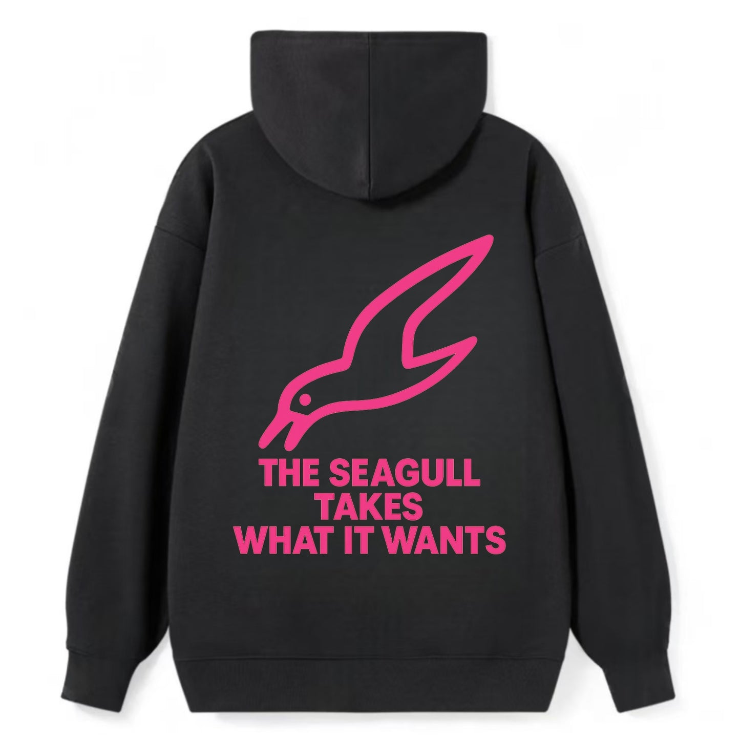 THE SEAGULL TAKES WHAT IT WANTS | Aggressive seagull diving down - Classic Pullover Hoodie - Black