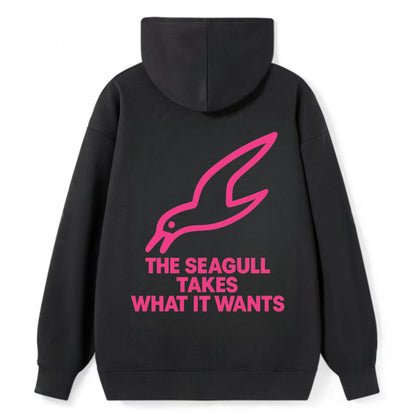 THE SEAGULL TAKES WHAT IT WANTS | Aggressive seagull diving down - Classic Pullover Hoodie - Black