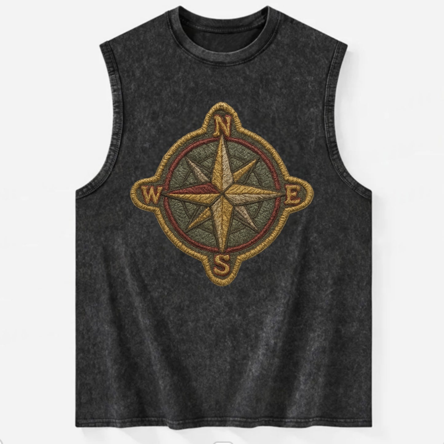 Compass rose with cardinal directions - explorer symbol - Vintage Washed Tank - Black