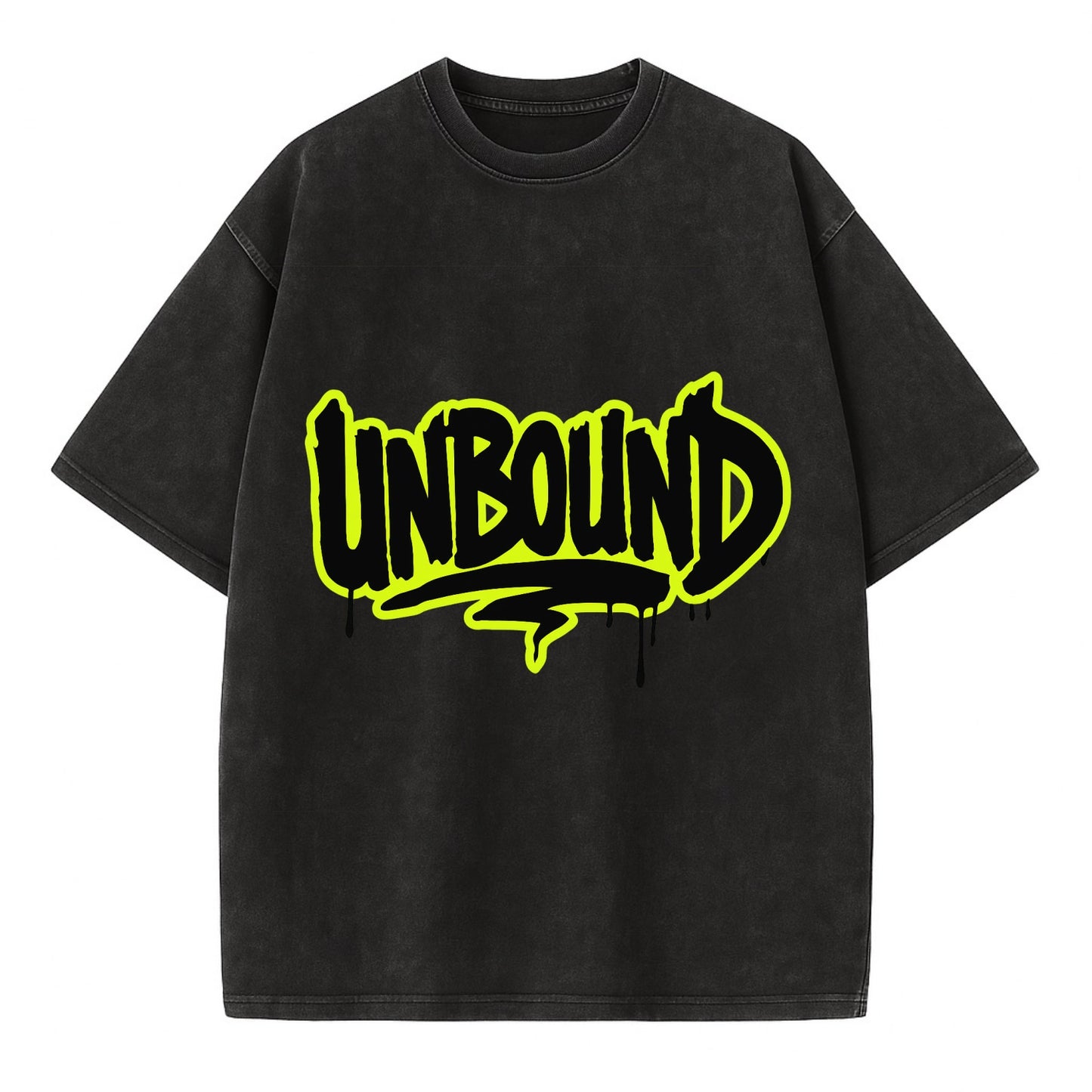 Bold typography design - "UNBOUND" - without limits, free from constraints - Vintage T-shirt - Black