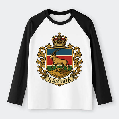 Namibia Heritage Badge - Raglan Long Sleeve T-Shirt - Black