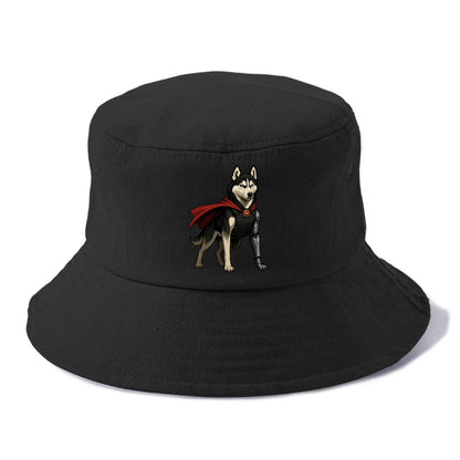 Siberian Husky Winter Soldier  - Bucket Hat - Black