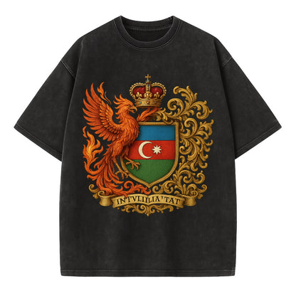 Azerbaijan Fire Phoenix Emblem  - Vintage T-shirt - Black