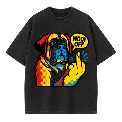 Saint Bernard with gentle giant face and droopy jowls, huge paw raised - Vintage T-shirt - Black