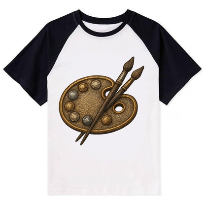 Artist palette with brushes - painter emblem - Contrast Raglan T-shirt - Black