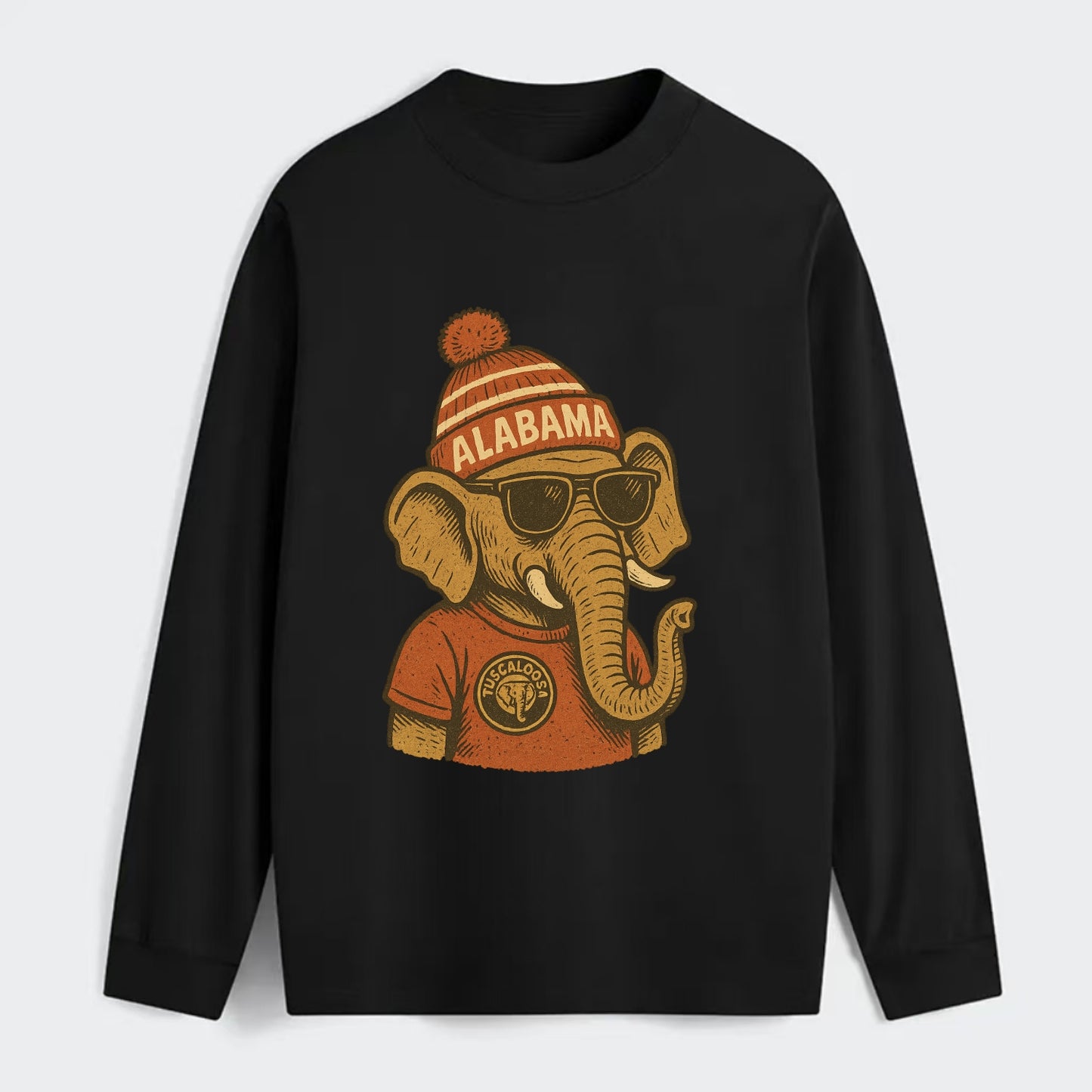 Tuscaloosa Crimson Elephant wearing Alab - Classic Long Sleeve Shirt - Black