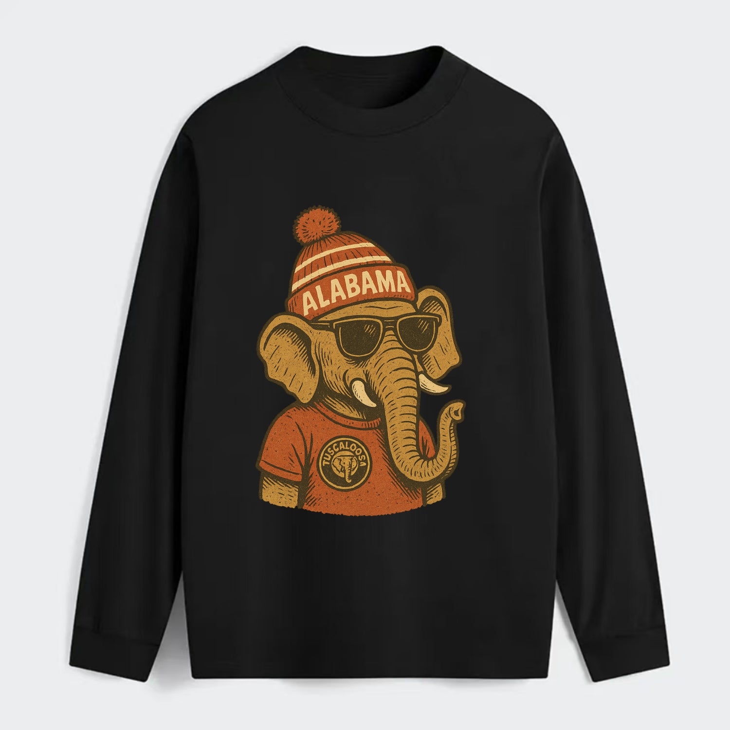 Tuscaloosa Crimson Elephant wearing Alab - Classic Long Sleeve Shirt - Black