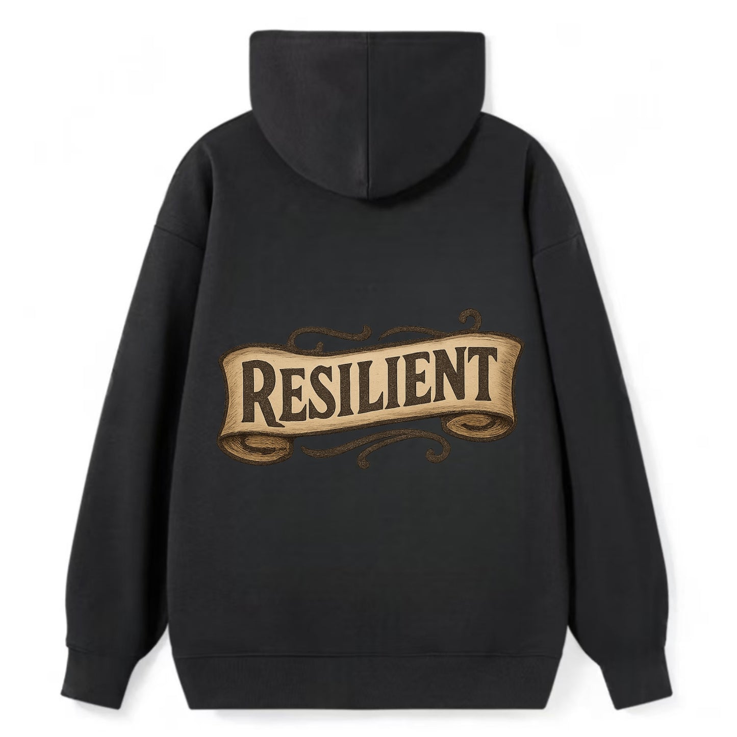 Bold typography design - "RESILIENT" - bouncing back, unbreakable spirit - Classic Pullover Hoodie - Black