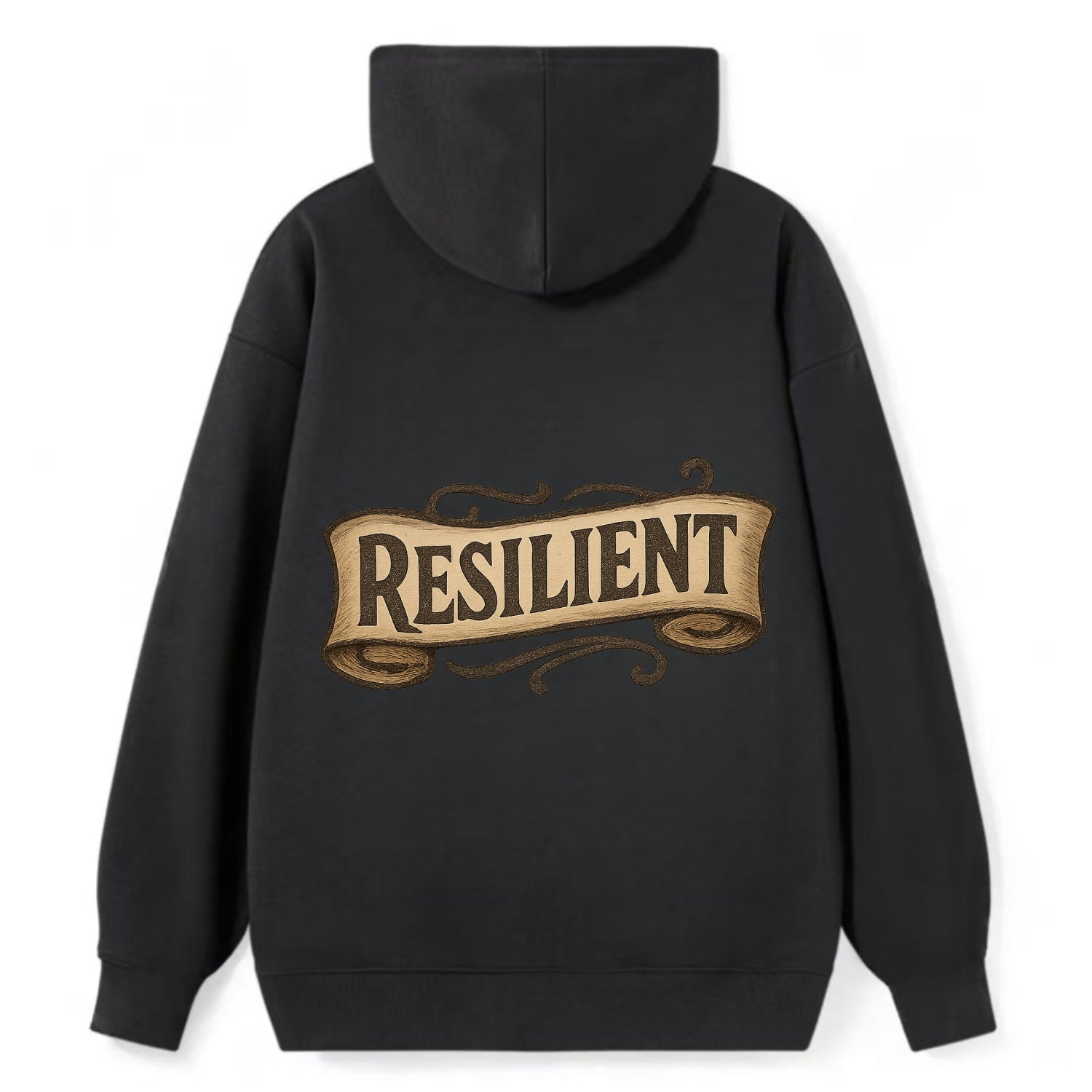 Bold typography design - "RESILIENT" - bouncing back, unbreakable spirit - Classic Pullover Hoodie - Black