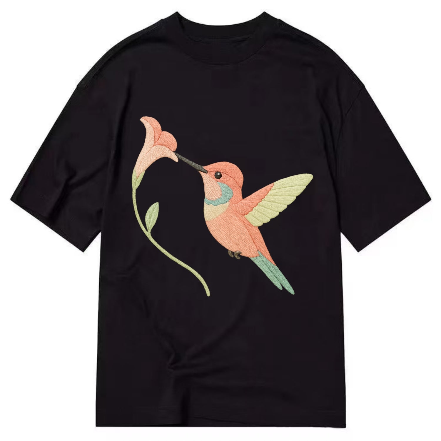 Coral Hummingbird - Classic T-shirt - Black