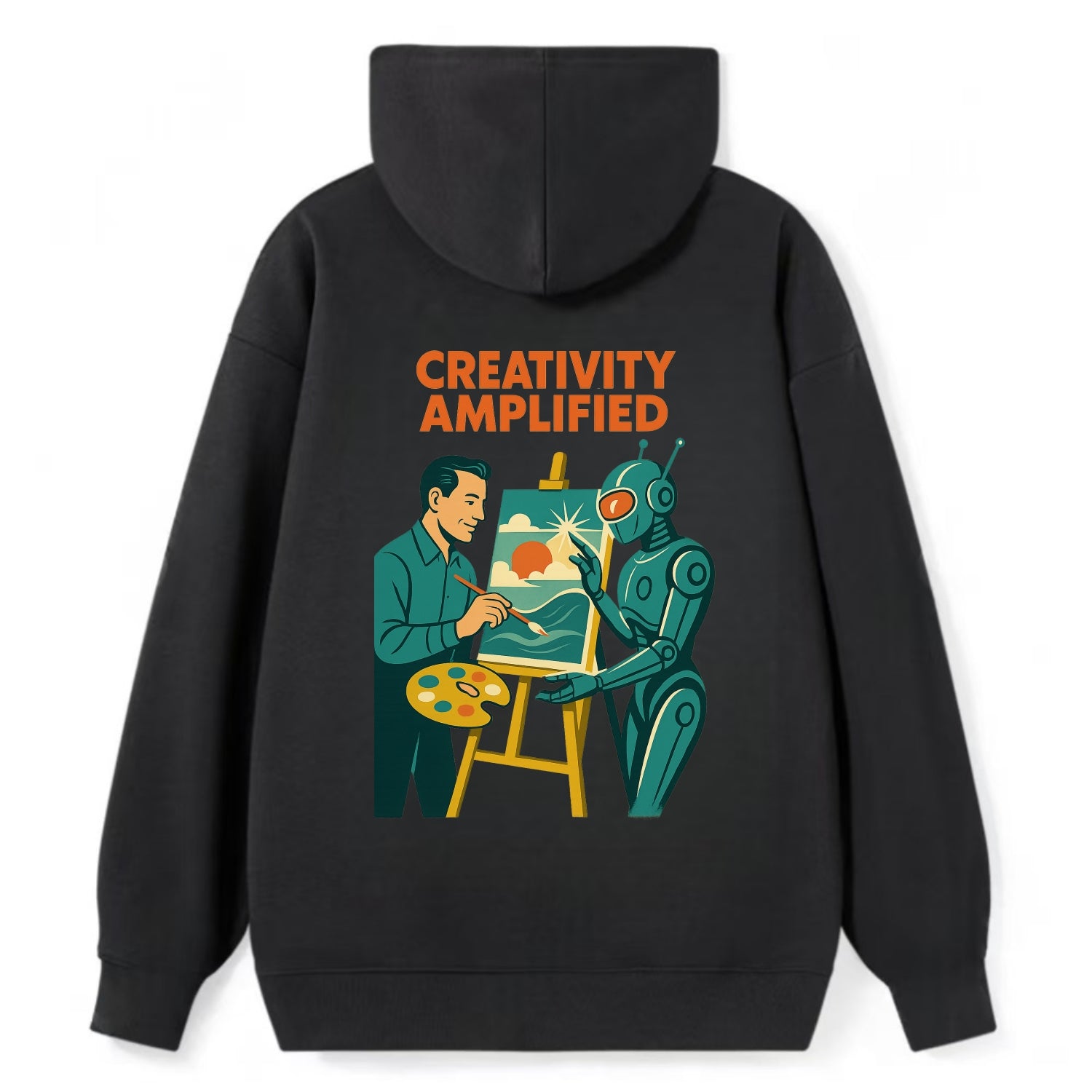 Artist and AI creating beautiful masterpiece together - "Creativity - Classic Pullover Hoodie - Black