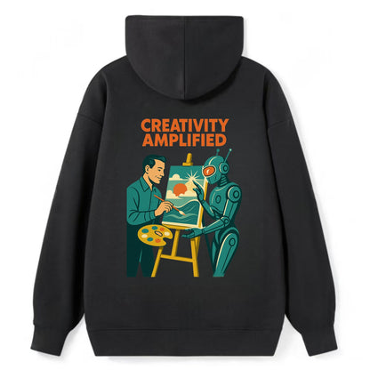 Artist and AI creating beautiful masterpiece together - "Creativity - Classic Pullover Hoodie - Black
