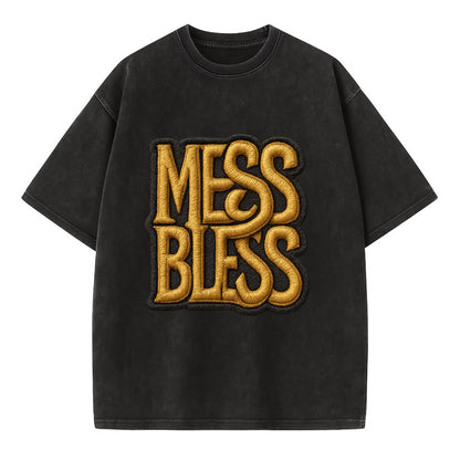 MESS;BLESS UP Gold Metallic Visor - Vintage T-shirt - Black