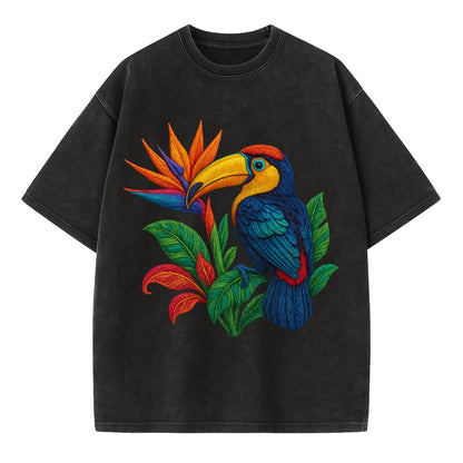Toucan Paradise - Vintage T-shirt - Black