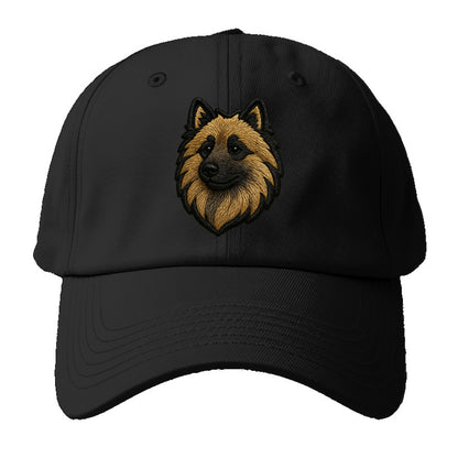 Keeshond - Contemporary spitz logo with - Baseball Cap - Black