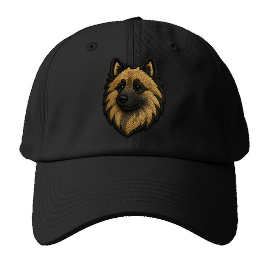 Keeshond - Contemporary spitz logo with - Baseball Cap - Black