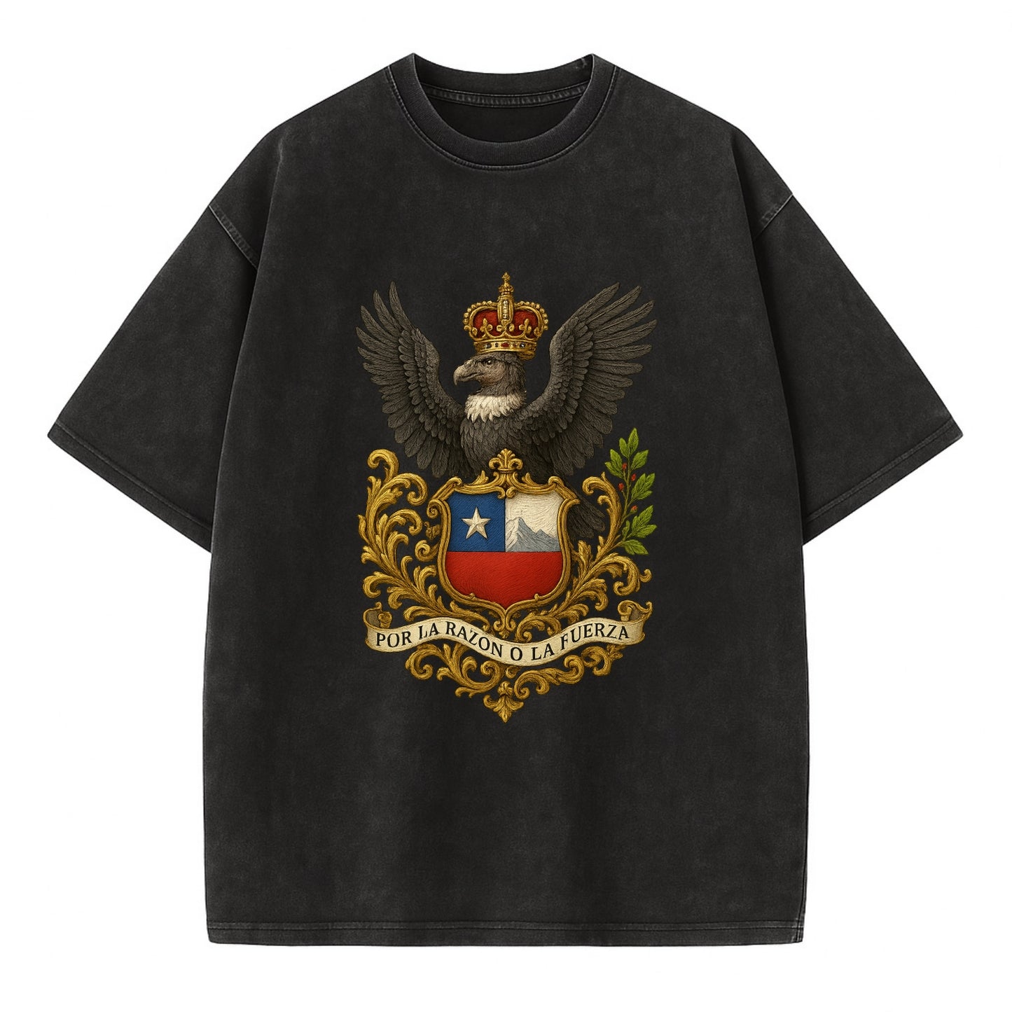 Chile Andean Condor Emblem  - Vintage T-shirt - Black