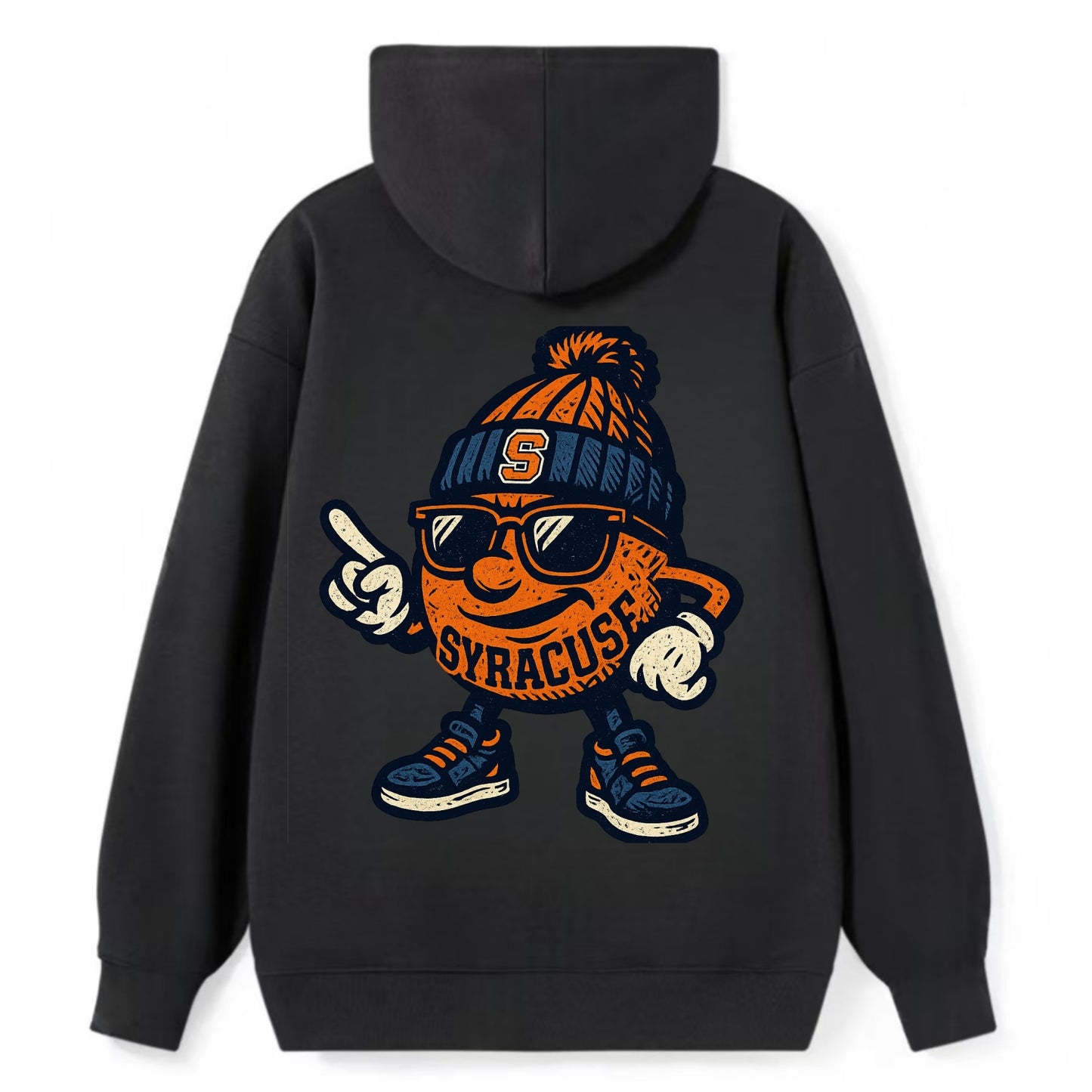 Syracuse Orange wearing Syracuse beanie with S patch - Classic Pullover Hoodie - Black