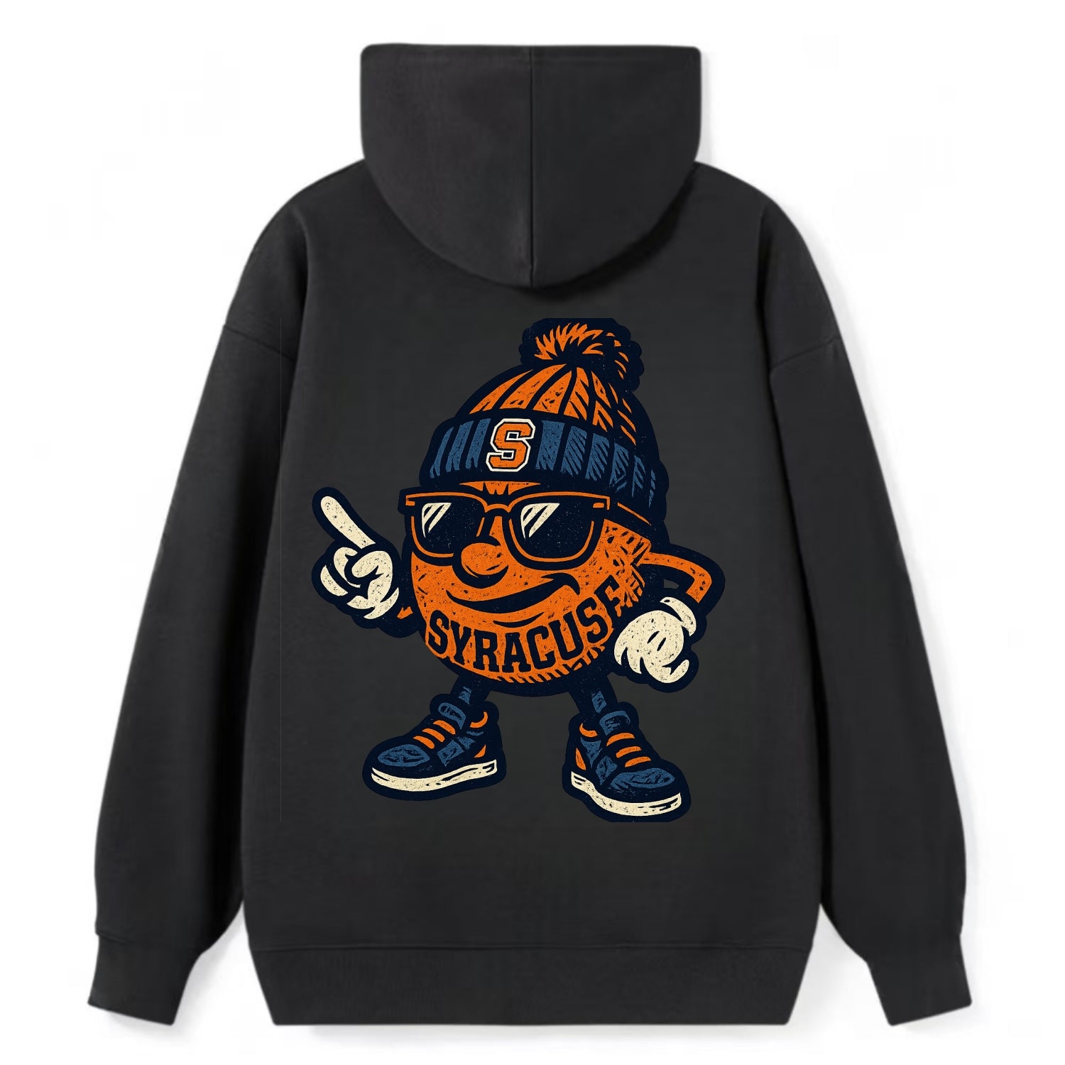 Syracuse Orange wearing Syracuse beanie with S patch - Classic Pullover Hoodie - Black