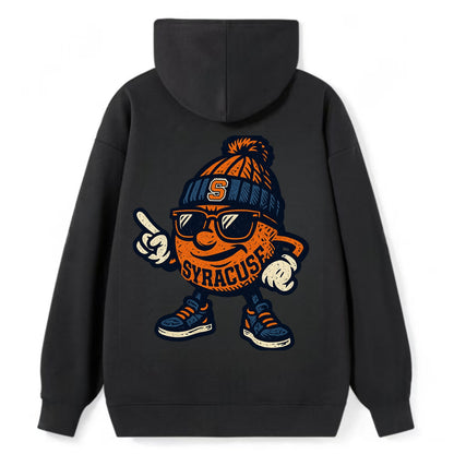 Syracuse Orange wearing Syracuse beanie with S patch - Classic Pullover Hoodie - Black