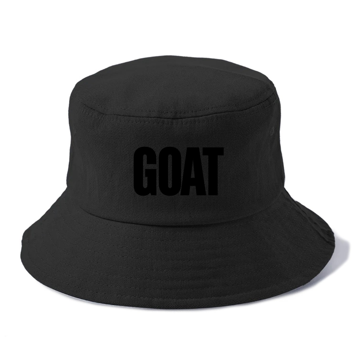 Bold typography design - "GOAT" - greatest of all time - Bucket Hat - Black