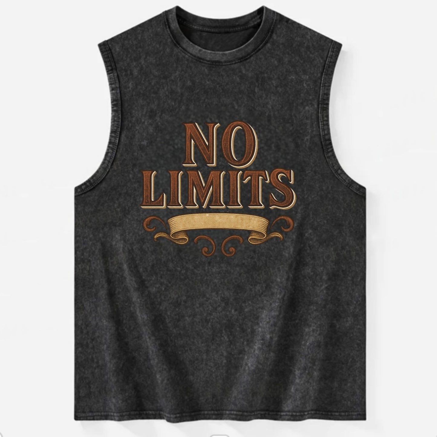 Bold typography design - "NO LIMITS" - boundless potential - Vintage Washed Tank - Black