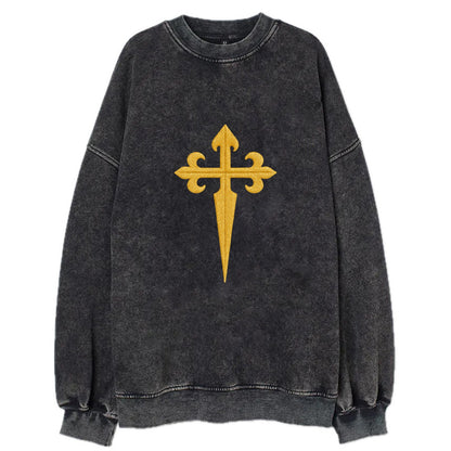 Order Of Santiago Cross - Vintage Sweatshirt - Black