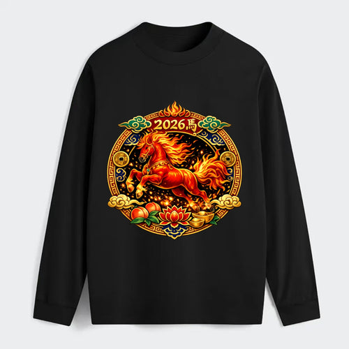 FIRE HORSE | Flaming mane and tail horse | Blazing orange and red - Classic Long Sleeve Shirt