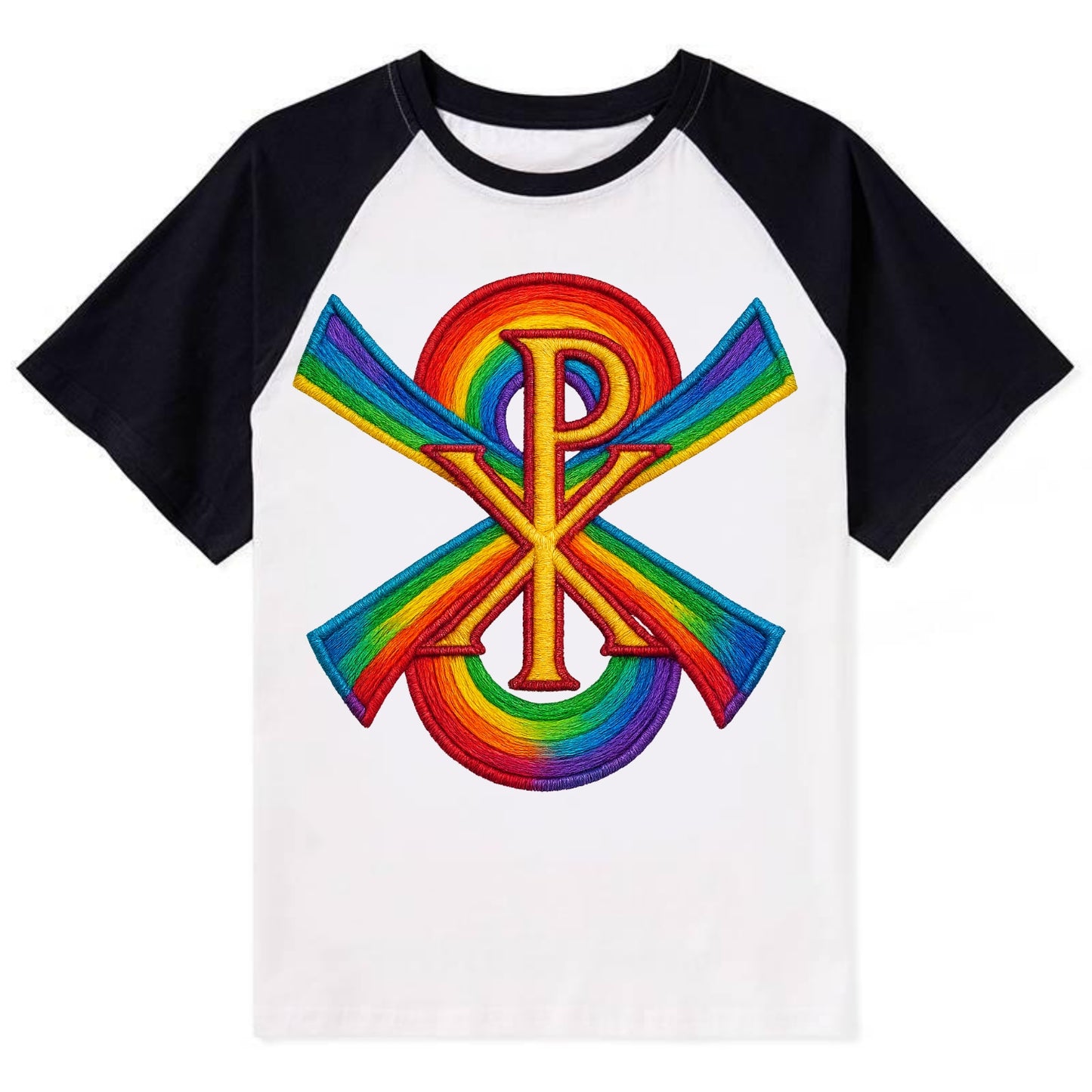 Chi Rho  - Contrast Raglan T-shirt - Black
