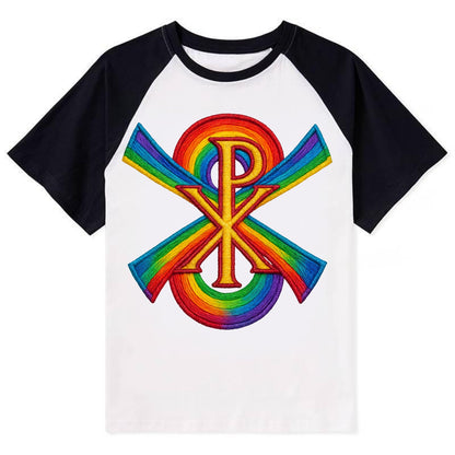 Chi Rho  - Contrast Raglan T-shirt - Black