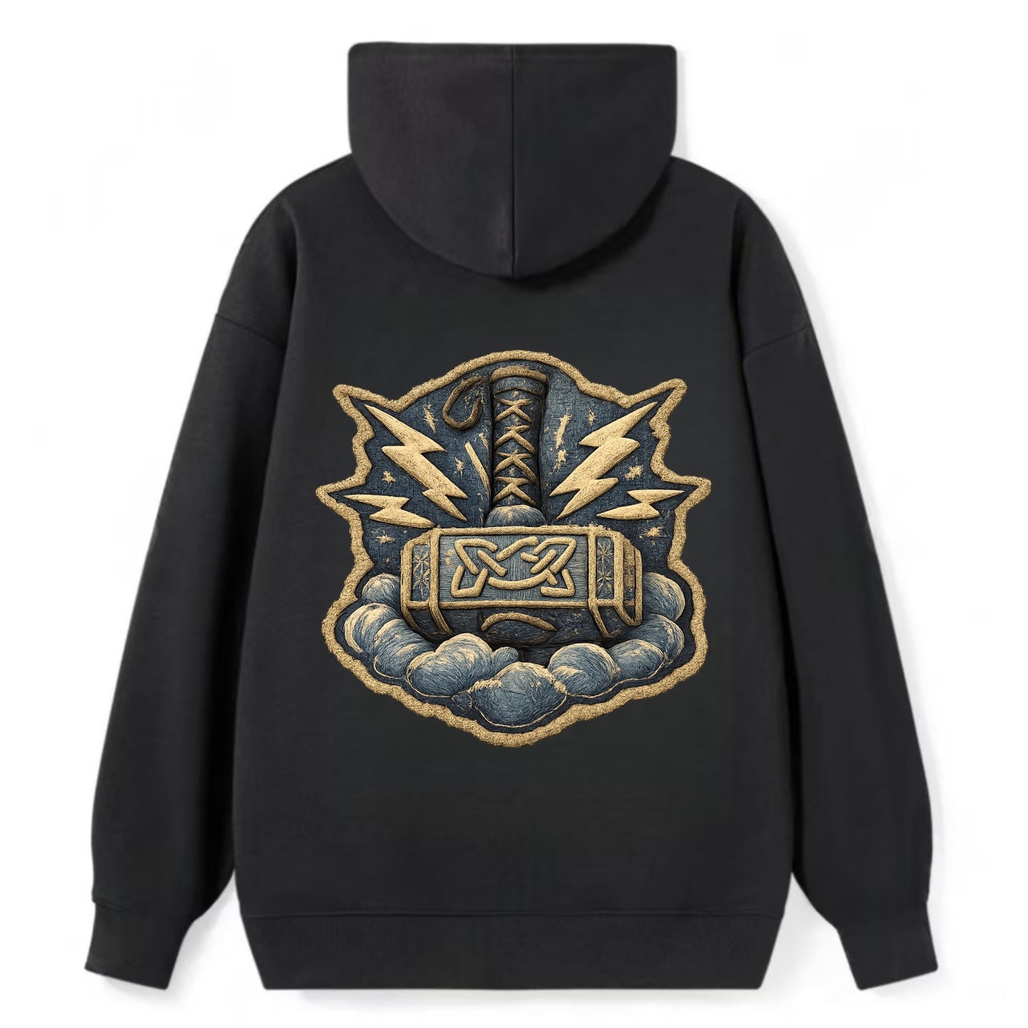 THOR HAMMER MJOLNIR - mighty hammer in silver and blue , thunder god - Classic Pullover Hoodie - Black