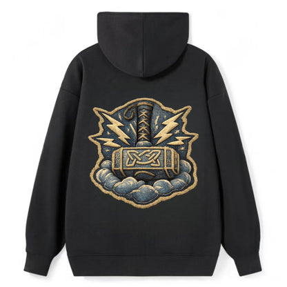 THOR HAMMER MJOLNIR - mighty hammer in silver and blue , thunder god - Classic Pullover Hoodie - Black