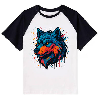 Velvet Wolf Royal  - Contrast Raglan T-shirt - Black