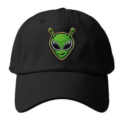 ALIEN MARTIAN - green alien with antenna in green , little green man - Baseball Cap - Black