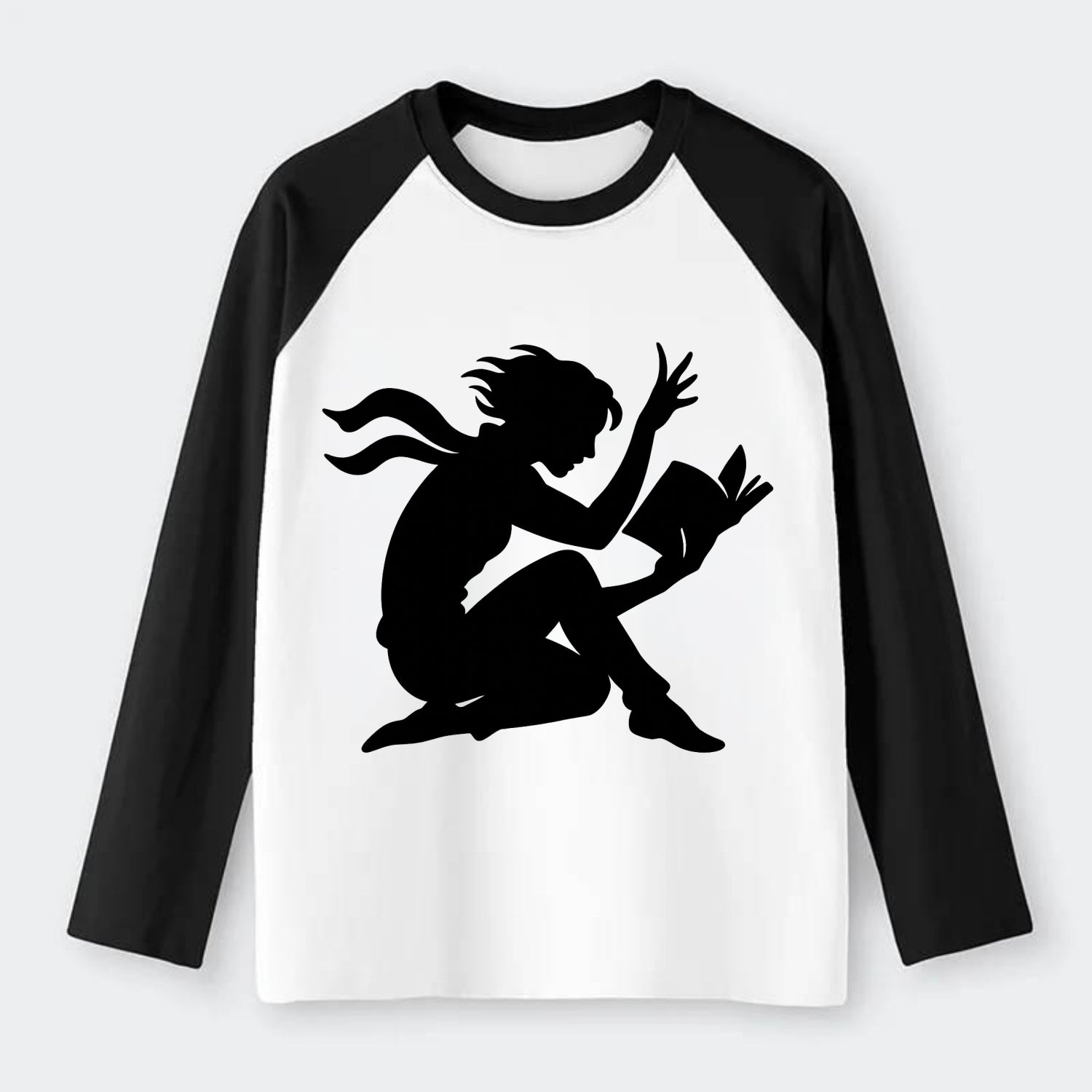 Reader lost in book moment - Raglan Long Sleeve T-Shirt - Black