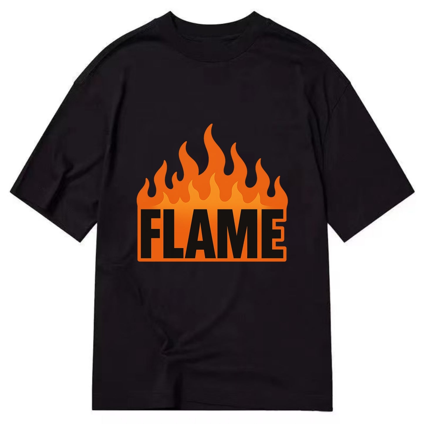 Bold typography design - "FLAME" - burning bright, passionate - Classic T-shirt - Black