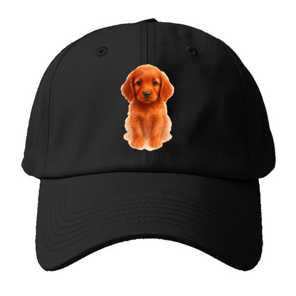 Baby Irish Setter Puppy - mahogany red coat, feathered ears, friendly - Baseball Cap For Big Heads - Black